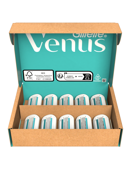 Gillette Venus Deluxe Smooth Sensitive Rosegold Raseerija Varuterad, 10 tk