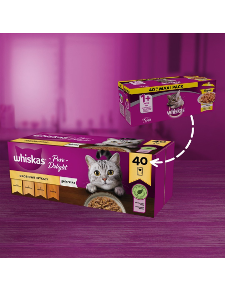Whiskas Adult Pure Delight kassikonserv tarretises Mix 40x85g