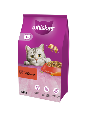 WHISKAS Adult kuivtoit kassidele veiseliha ja...