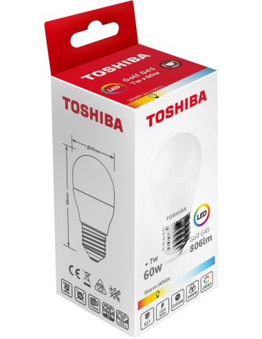 KAST 10 tk! Toshiba LED 7W (60W) E27 soe valge...