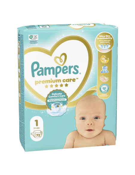 Pampers Premium Care Mähkmed,  Suurus 1 (Mini), 2–5 Kg, 72 Mähet