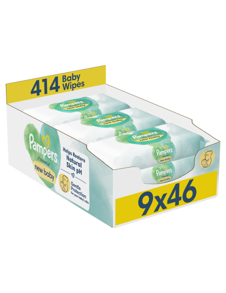 Pampers Harmonie New Baby Niisked Beebisalvrätid, 9 Pakki, 414 Niisket Salvrätikut