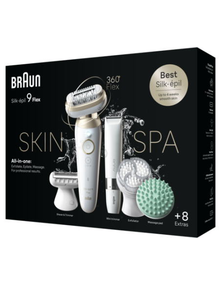 SES9-481 3D Braun Silk•épil 9 Flex SkinSpa Epilaator + BS1000 minitrimmer BODY