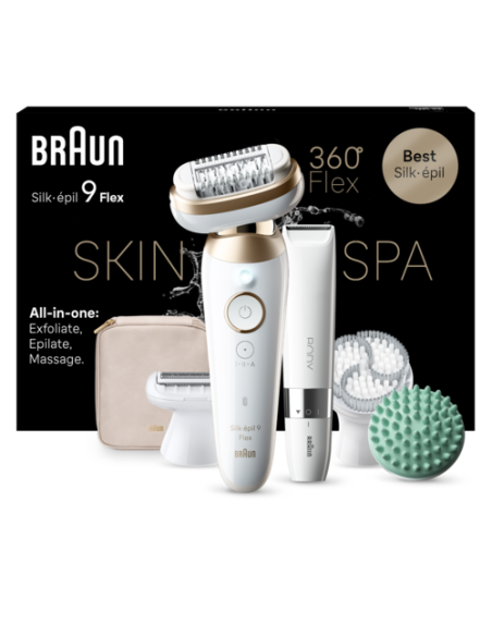 SES9-481 3D Braun Silk•épil 9 Flex SkinSpa Epilaator + BS1000 minitrimmer BODY