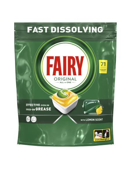 KAST 4 tk! Fairy Original All in One’i Nõudepesumasina Tabletid Lemon, 71 tk