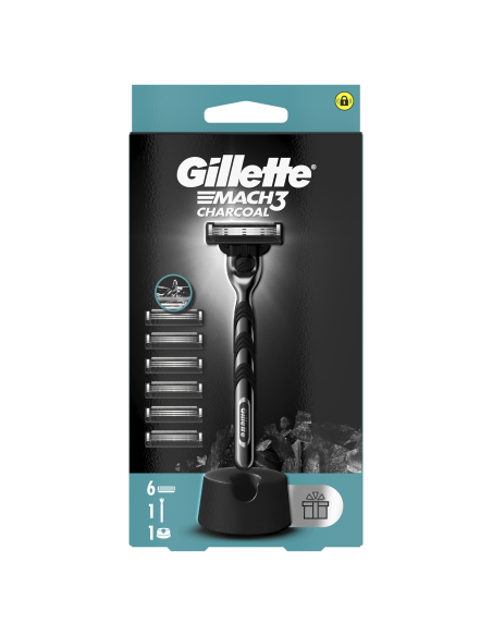 Gillette Mach3 Charcoal raseerija meestele + 6 vahetustera