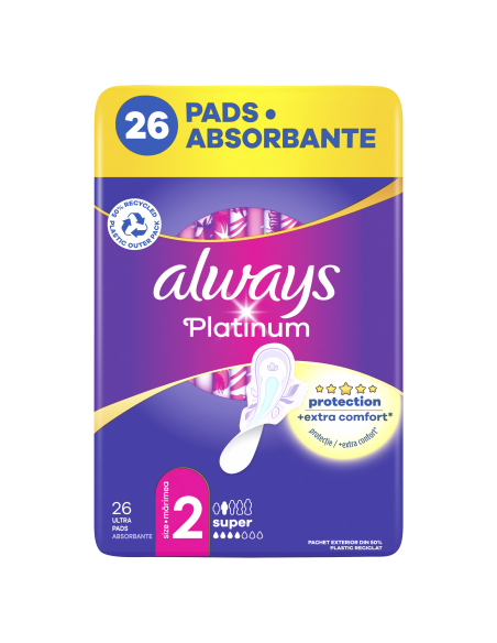 Always Platinum Super Size 2 Hügieenisidemed Tiibadega, Long, 26 tk