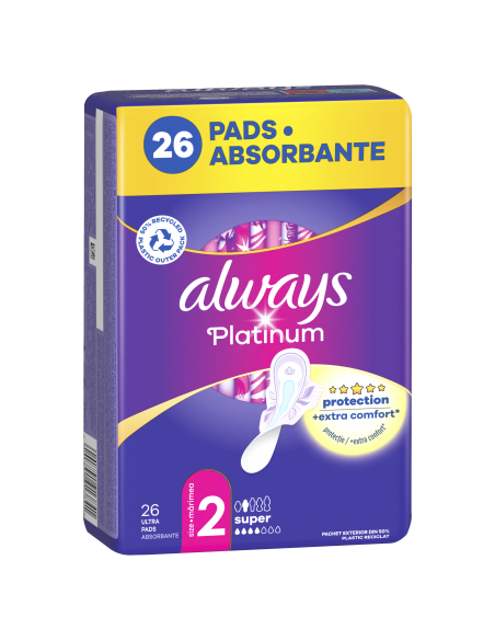 Always Platinum Super Size 2 Hügieenisidemed Tiibadega, Long, 26 tk