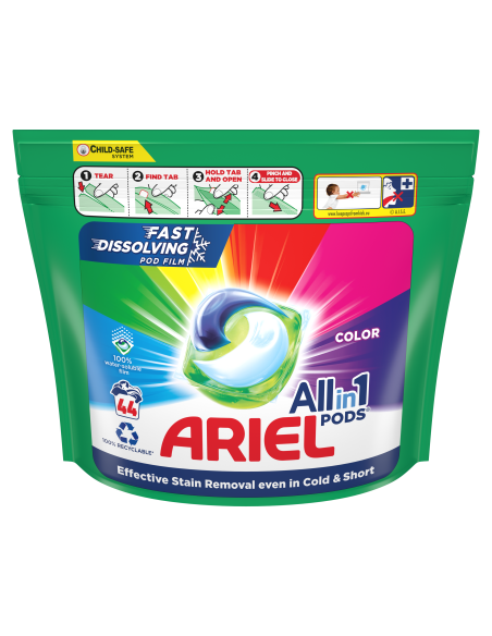 Ariel All-in-1 PODS Color Clean & Fresh Pesukapslid, 44 Pesukorda