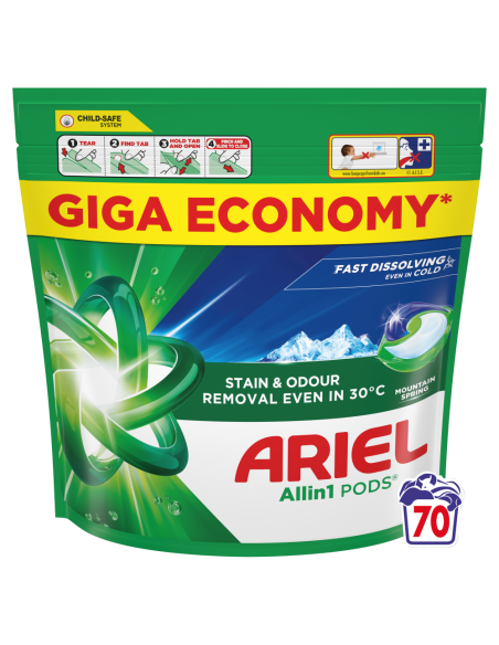 KAST 2 tk! Ariel All-in-1 PODS Mountain Spring Pesukapslid, 70 Pesukorda