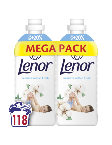 LENOR Pesuloputusvahend Sensitive Cotton Fresh 2 x 1.239 L (118 Pesukorda)