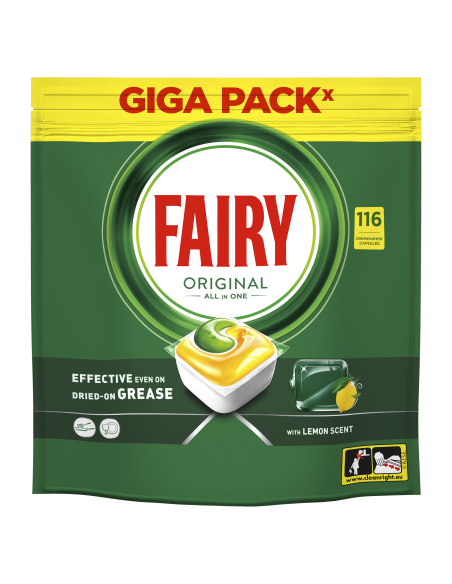 KAST 2 tk! Fairy Original All in One Nõudepesumasina Tabletid Lemon, 116 tk