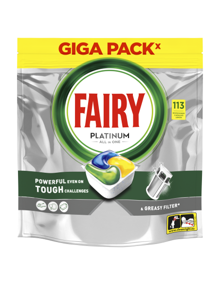 KAST 2 tk! Fairy Platinum All in One Nõudepesumasina Tabletid Lemon, 113 tk