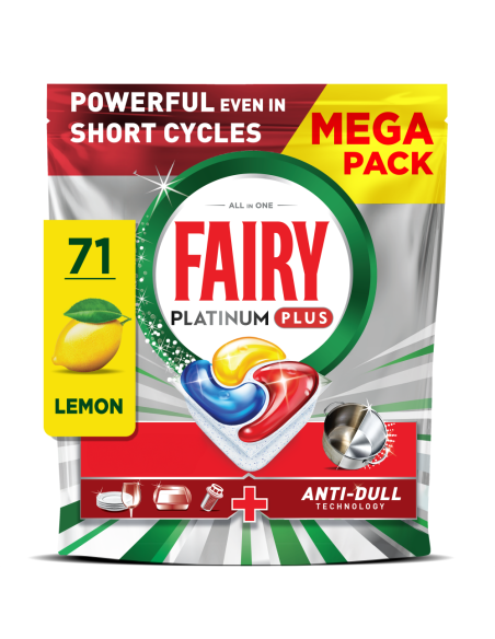 KAST 3 tk! Fairy Platinum Plus All in One Nõudepesumasina Tabletid Lemon, 71 tk