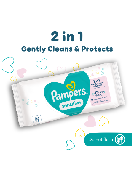 Pampers Sensitive Niisked Beebisalvrätid, 52 Salvrätti