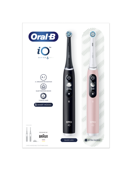 iOM6d.2J6 Oral-B iO6 Duo Pack elektriline hambahari Black + Pink Sand Extra Käepide