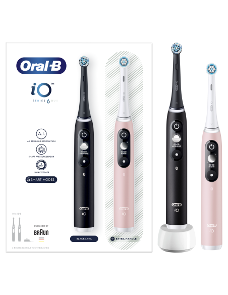 iOM6d.2J6 Oral-B iO6 Duo Pack elektriline hambahari Black + Pink Sand Extra Käepide