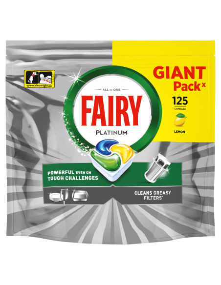 KAST 2 tk! Fairy Platinum All in One’i nõudepesumasina tabletid Lemon 125 tk