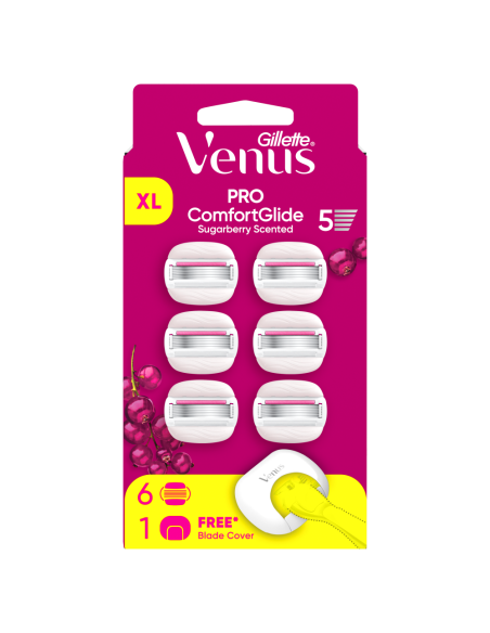 Gillette Venus Pro Comfortglide Sugarberry 6 vahetustera, terade hoidik