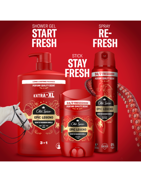 KAST 4 tk! Old Spice Epic Legend Meeste Dušigeel Ja Šampoon, 1000 ml