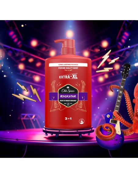 KAST 4 tk! Old Spice Rockstar Meeste Dušigeel Ja Šampoon, 1000 ml