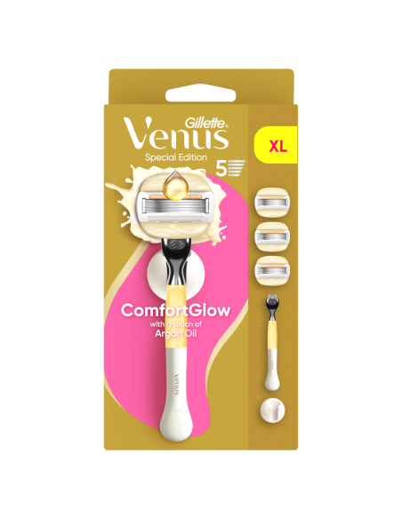 KAST 6 tk! Gillette Venus ComfortGlow Argan Oil Raseerija, 3 Vahetustera, Seinahoidik