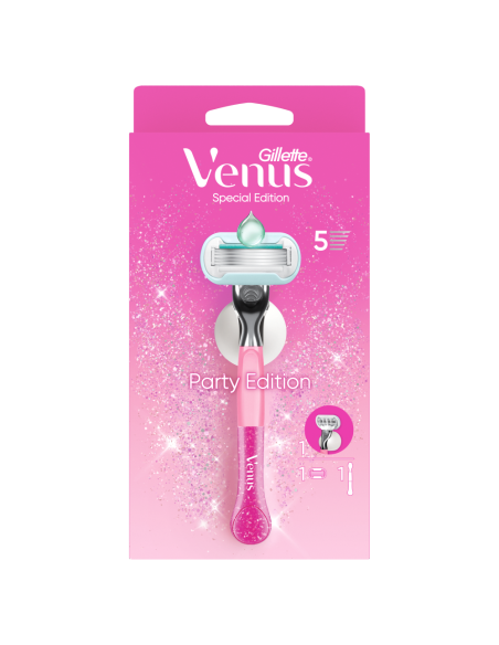 KAST 6 tk! Gillette Venus Party Edition raseerija, 1 vahetustera, seinahoidik