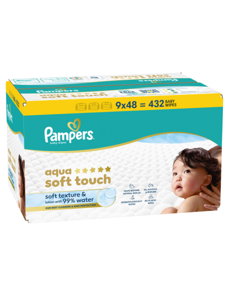 Pampers Aqua Soft Touch niisked beebisalvrätid 9 pk