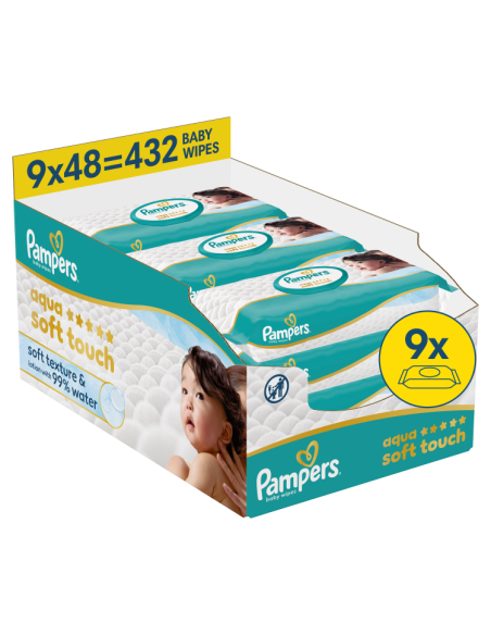 Pampers Aqua Soft Touch niisked beebisalvrätid 9 pk
