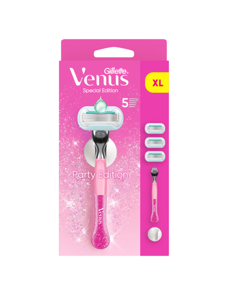Gillette Venus Party Edition raseerija, 3 vahetustera, seinahoidik