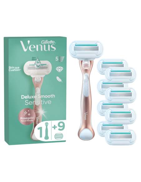 Gillette Venus Deluxe Smooth Sensitive Rosegold Raseerija + 9 Tera
