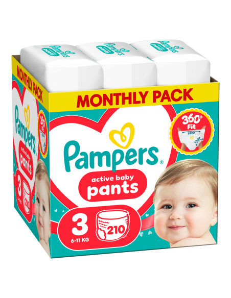 Pampers Active Baby Pants Püksmähkmed, Suurus 3, 210 tk