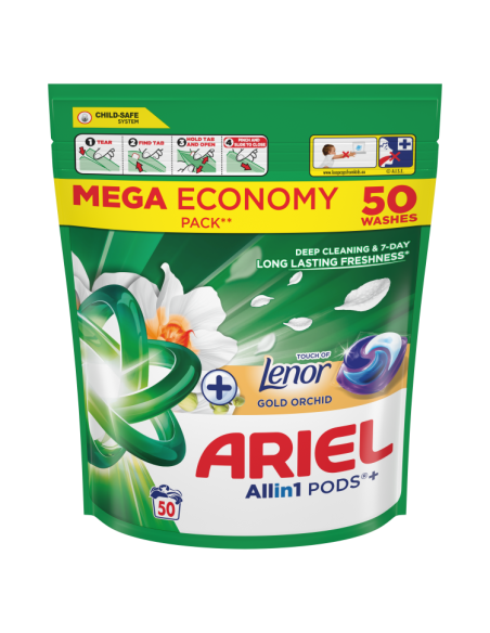 KAST 3 tk! Ariel All-in-1 PODS Touch Of Lenor Gold Orchid pesukapslid, 50 pesukorda