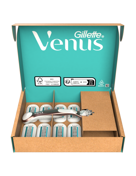 KAST 20 tk! Gillette Venus Deluxe Smooth Sensitive Rosegold Raseerija + 9 Tera