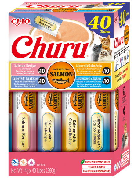 KAST 12 tk! Inaba Ciao Churu lõhe maius kassidele 40x14g (560g)