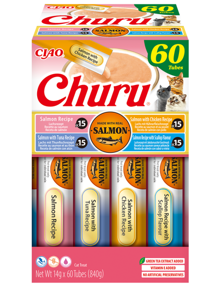 KAST 8 tk! Inaba Ciao Churu lõhe maius kassidele 60x14g (840g)