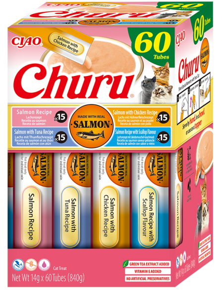 KAST 8 tk! Inaba Ciao Churu lõhe maius kassidele 60x14g (840g)