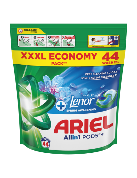 Ariel All-in-1 PODS +Touch of Fresh Air Lenor Pesukapslid, 44 Pesu