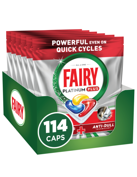 Fairy Platinum Plus All in One’i nõudepesumasina tabletid Lemon 114 tk (6x19tk)