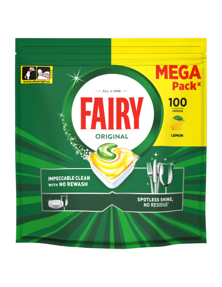 KAST 3 tk! Fairy Original All in One Nõudepesumasina Tabletid Lemon, 100 tk