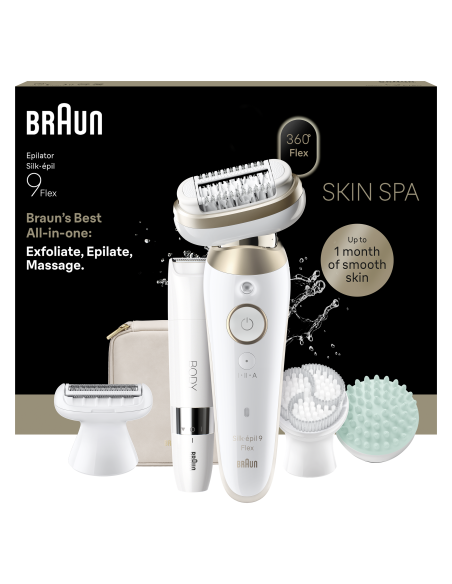 SES9-481 3D Braun Silk•épil 9 Flex SkinSpa Epilaator + BS1000 minitrimmer BODY