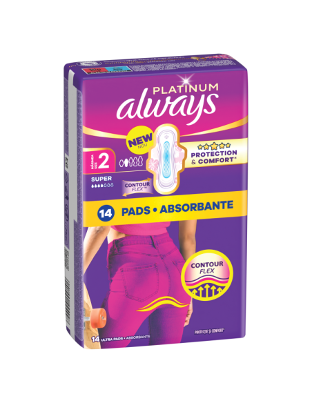 Always Platinum Super Size 2 Hügieenisidemed Tiibadega, 14 tk