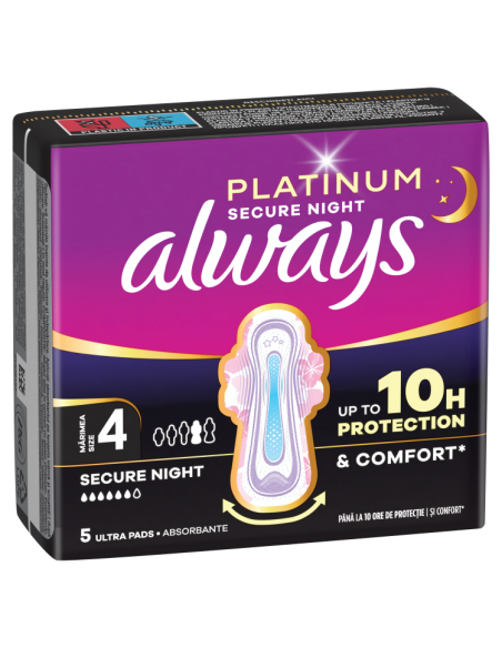 Always Platinum Secure Night hügieenisidemed tiibadega nr 4 (5 tk)