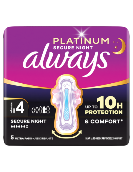 KAST 18 tk! Always Platinum Secure Night hügieenisidemed tiibadega nr 4 (5 tk)