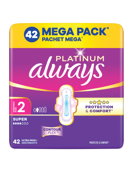 KAST 3 tk! Always Platinum Super hügieenisidemed tiibadega nr 2 (42 tk)