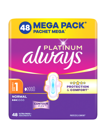 KAST 4 tk! Always Platinum Normal hügieenisidemed tiibadega nr 1 (48tk)