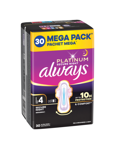 Always Platinum Secure Night hügieenisidemed tiibadega nr 4 (30 tk)