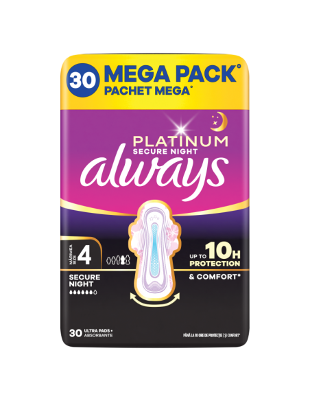 KAST 6 tk! Always Platinum Secure Night hügieenisidemed tiibadega nr 4 (30 tk)
