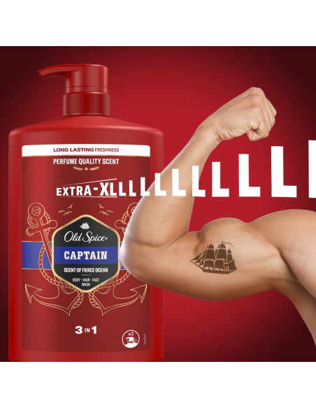 Old Spice Captain Meeste Dušigeel Ja Šampoon, 4x1000 ml