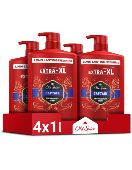 Old Spice Captain Meeste Dušigeel Ja Šampoon, 4x1000 ml